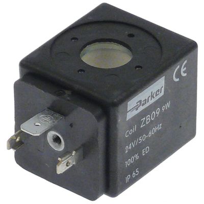 Bobina electrovalva Parker ZB09, 24 V CA, 9 VA, dimensiuni 34 x 43,5 mm, H 33 mm, int ø 14 mm - 371036