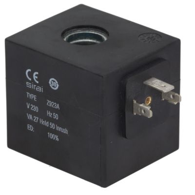 Bobina electrovalva Sirai Z923AV, Z914A, 230 V, 27 VA, int. ø 16 mm, H 49 mm - 371161