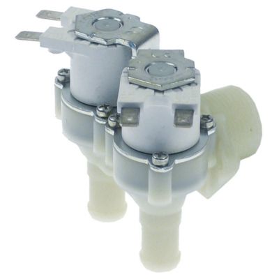 solenoid valve double angled 24V AC inlet ¾" outlet 14,5mm t.max. 60°C plastic RPE