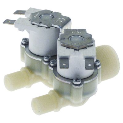 solenoid valve double straight 230V AC inlet ¾"mm outlet ¼"mm t.max. 25°C plastic RPE