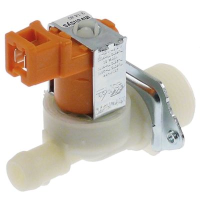 Electrovalva dreapta 230 V, intrare ¾", iesire 13,5 mm, t. max. 90°C, cu reductie debit pe iesire 5.5 l/min - 374047