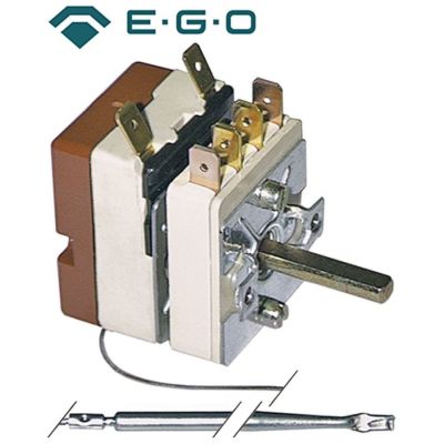 Termostat cu intrerupator 60-250 °C, contact 16 A, cu bulb ø 4 x 100 mm, lungime capilar 3150 mm - 375083