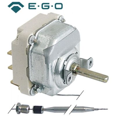 Termostat 30-93 °C, cu 3 contacte 3CO, 16 A, senzor ø 6x175 mm, capilar 870 mm, presetupa M9 - 375305
