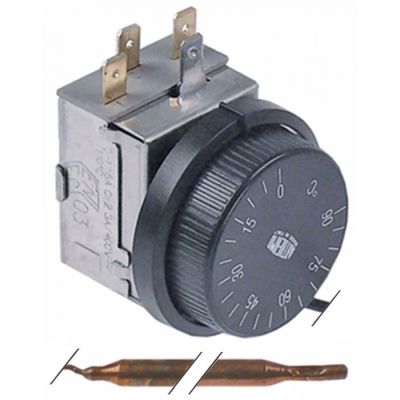 Termostat 0-90°C, contact in comutatie 1CO, 15A, dimensiuni bulb ø 6 x 104 mm, lungime capilar 1400 mm - 375404