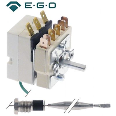 Termostat 30-90°C, cu intrerupator pe ax, 16 A, bulb ø 6 x 98 mm, capilar 2380 mm, presetupa M9, EGO 55.13619.210, 9755136155 - 375405