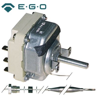 Termostat reglabil 95-220°C, 3 contacte, 16 A, senzor ø 6x117 mm, capilar 1480 mm, EGO 55.34044.020 - 375504
