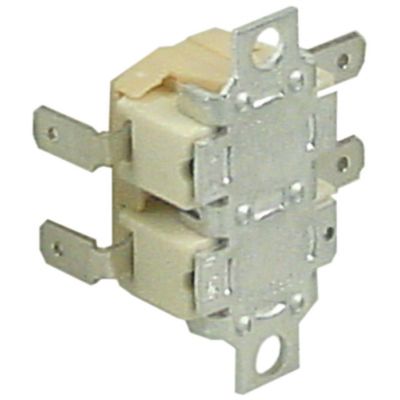 Termostat cu bimetal 180°C, cu 2 contacte 2NC, 16A, 2 orificii, distanta orificii de fixare 34 mm - 375611