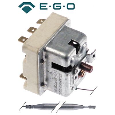 Termostat, 350 °C, 3 contacte, 20 A, senzor ø 6 mm, lungime senzor 77 mm, lungime tub capilar 890 mm - Cod 375695