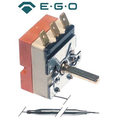 Termostat, temperatura maxima 85 °C, gama temperatura 30-85 °C, 1 contact, 16 A, senzor ø 6 mm, lungime senzor 94 mm - Cod 375802