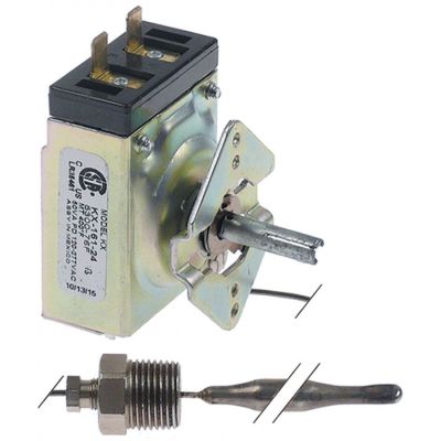thermostat t.max. 204°C temperature range 93-204°C 1-pole 1NO probe ø 8mm probe L 128mm