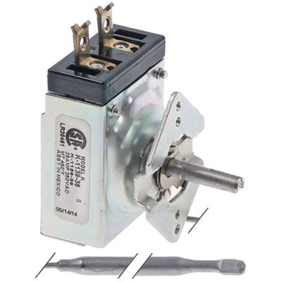 thermostat t.max. 232°C temperature range 12-232°C 1-pole 1NO 25A probe ø 6,5mm probe L 173mm
