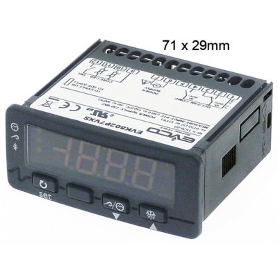 electronic controller EVCO type EVK802P7 71x29mm 230 V voltage AC NTC/PTC relay outputs 2 NO-8A(4)