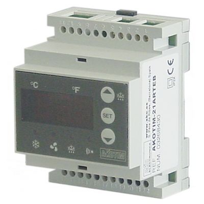 electronic controller AKO type AKOTIM-21ARTEB 90x70x58mm 230 V voltage AC NTC relay outputs 2