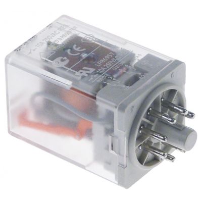 Releu comandat 24 V alternativ, 2 contacte in comutatie 2 CO, 10 A, 230 V, priza cu 8 pini, Finder 60.12.8.024.0040 - 380135