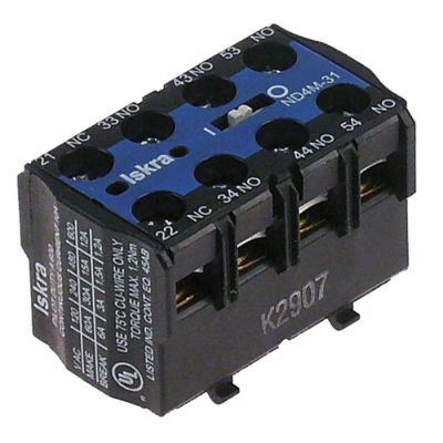 Contacte auxiliare 3NO/1NC, 6A, ISKRA ND4M 13, FANAL SM4 13, pentru contactori K03M/K07M, conectare cu surub - 380227