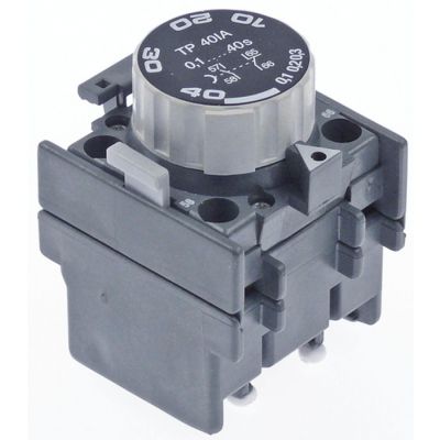 Contact auxiliar cu timer ABB TP40IA, timp de lucru 1.0-40S, contacte 1NO/1NC, pentru contactoare seria A9-A75 - 381179