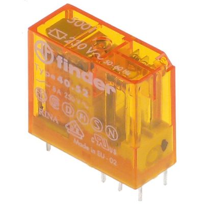 print relay 250 V voltage AC 2CO at 250V 8 A connection pins raster size 5 mm