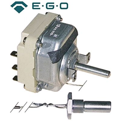 Termostat trifazic pentru friteuza 80-185°C, 3 NO, 16 A, senzor ø 11x28 mm, fir capilar L 900 mm, EGO 55.34032.839 - 390190