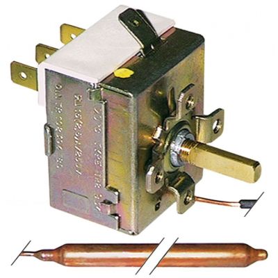 Termostat reglabil 0-90 °C, contact 16 A, bulb ø 6,5 x 95 mm, capilar 2000 mm - 390192