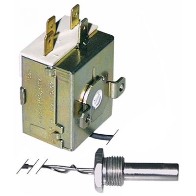 Termostat fara ax 85°C, contact 15A, bulb ø 9,5 x 52 mm, filet 3/8", capilar 600 mm - 390310