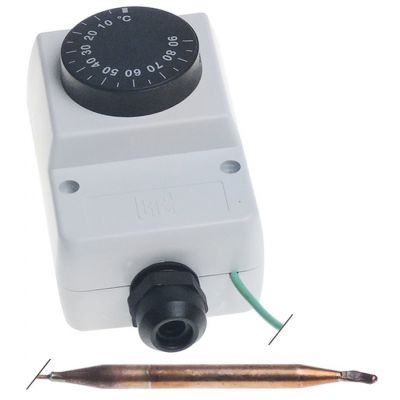 thermostat t.max. 90°C temperature range 30-90°C 1-pole 16A probe ø 6,5mm probe L 85mm
