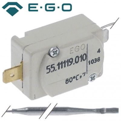 safety thermostat switch-off temp. 80°C 1-pole 1NC probe ø 4mm probe L 89mm capillary pipe 195mm
