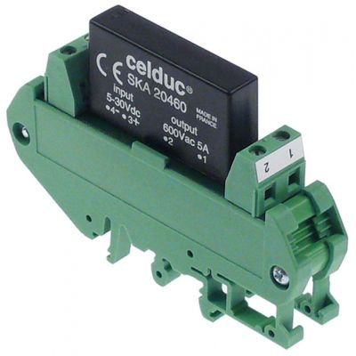 Releu de putere electronic - semiconductor SSR CELDUC SKA20460 , 5 A, 90 x 12 mm, montare pe sina - 401462