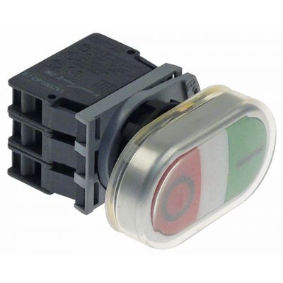 momentary push switch mounting ø 22mm red/green 1NO/1NC/indicator light 230V 6A indicator lamp 24V - 403539