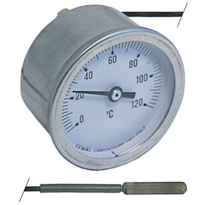 Termometru 0 +120 °C, montare ø 52 mm, bulb ø 6,5 mm, lungime capilar 1500 mm - 541065