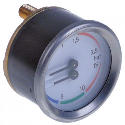 Manometru scala dubla 0-2,5 / 0-15 bar, montare ø 60 mm racorduri 1/8" - 541233
