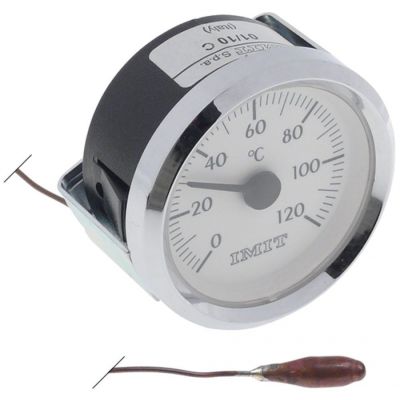 thermometer mounting ø 52mm t.max. 120°C measuring range 0 up to +120°C probe ø 6,5mm