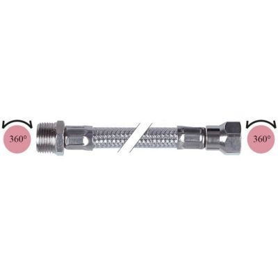 Furtun dus Inox, L 1050mm, cu armatura flexibila, ø nominal 10mm, filet ½” - Cod 542020