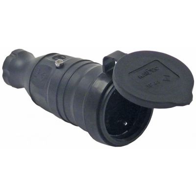 Priza volanta CEE7/4 tip F, max. 16 A, 230 V, protectie IP44, din cauciuc, cu capac - 550202