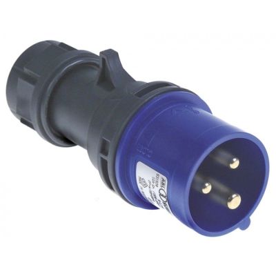 Stecher CEE albastru max. 16 A, 230 V, cu 3 borne P+N+E, IP44, pentru cablu 1,0-2,5 mm² - 550209