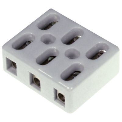 porcelain terminal block 3-pole 10mm² hole distance 19mm max. 32A max 450V