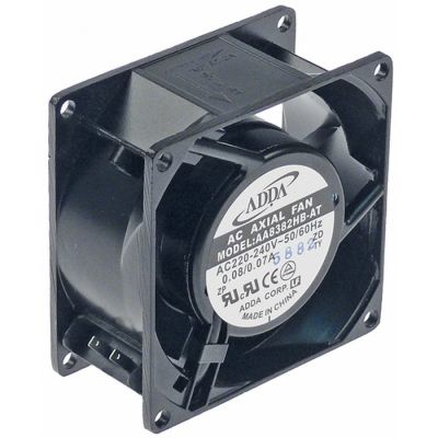 Ventilator axial 14/13,5 W, 230 V, patrat 80 x 80 mm, H 38 mm, rulment cu bile, conectare cu cablu - 601081