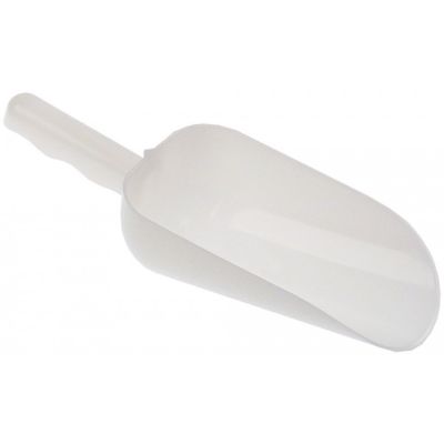 Lingura tip lopata, lungime L 160 mm, latime 80 mm, inaltime H 50 mm, din plastic alb - 694819