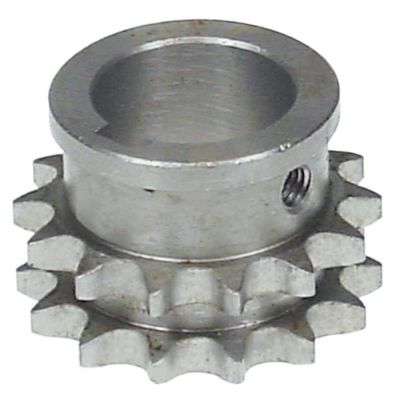 Roata dintata - pinion dublu 3/8" cu 14 dinti, ax ø 25 mm, H 30 mm, ext ø 46 mm, pentru lant 06 - 697058