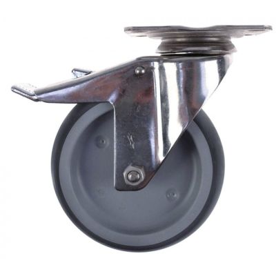 Roată fixare placă DG 75x50mm Î 160mm cu frână integrală ø 125mm lățime roată 32mm - 700271