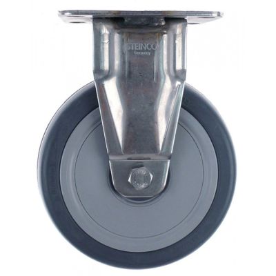 Roată fixă fixare placă 95x70mm DG 75x70mm Î 158mm ø 125mm lățime roată 32mm carcasă oțel inoxidabil - 700321
