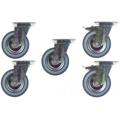 swivel castor set ø 125 mm  housing zinc-coated steel plate size mm
