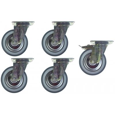 swivel castor set ø 125 mm  housing zinc-coated steel plate size mm