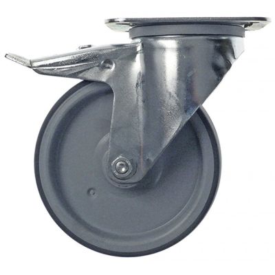 swivel castor with brake ø 125mm plates fixing 102x83mm