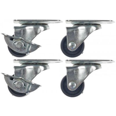 swivel castor with brake ø 30 mm housing zinc-plated sheet steel plate size 61x51mm