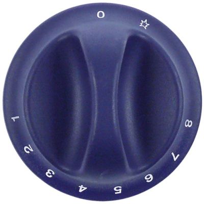 knob gas tap with ignition flame 1-8°C ø 75 mm shaft ø 8x6mm shaft flat upper blue