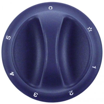 knob gas tap with ignition flame 1-5°C ø 75 mm shaft ø 6x4.6mm shaft flat upper blue