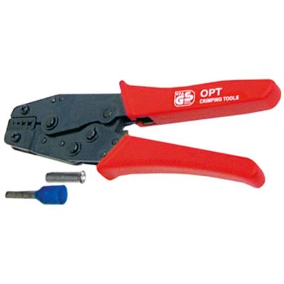 crimp pliers for wire end ferrules with transmission/interchangeable dies
