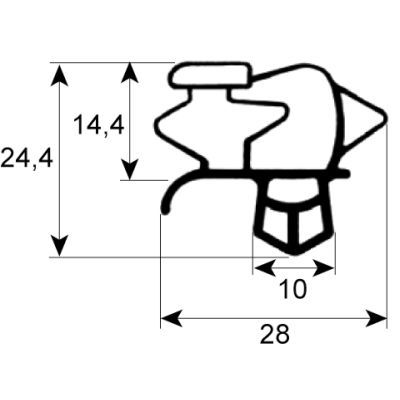 Garnitura frigo cu dimensiunea exterior L 1555 x 685 mm, intre santuri L 1530 x 660 mm, profil 9793 - 97936601530