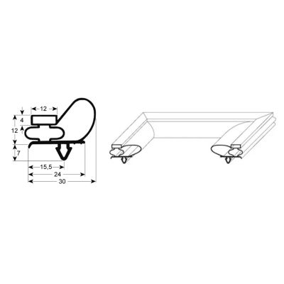 Garnitura frigo profil 9743, 640x830mm intre canale, culoare gri - 9743-640x830